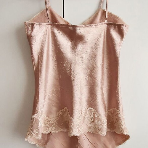 Satin top with lace like new, beige, size S