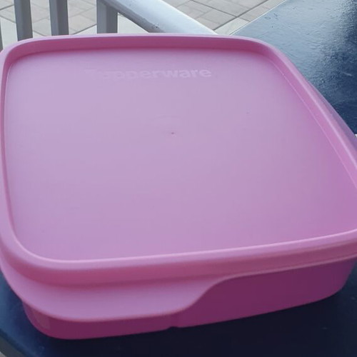 Tupperware food container 590 ml pink and purple