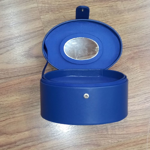 Blue Mini Jewelry Box Case like new Faux Leather