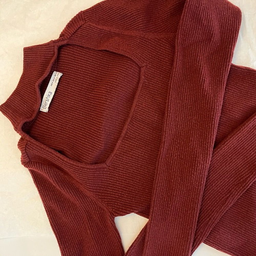 Bershka Burgundy Long Sleeve Blouse Like New Size M