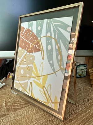 Modern frame with double glass and gold metal frame new