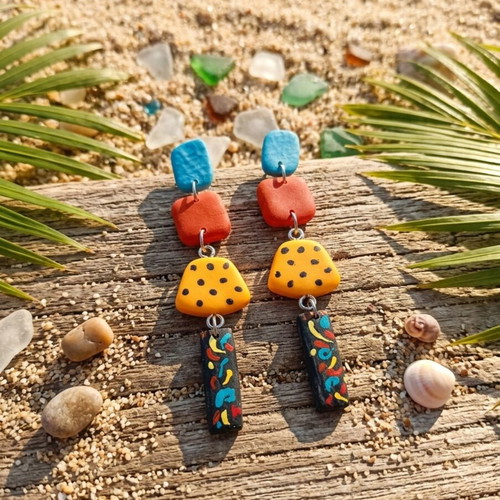 Handmade dangling earrings multicolor, new