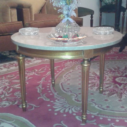 Marble table colored gold new