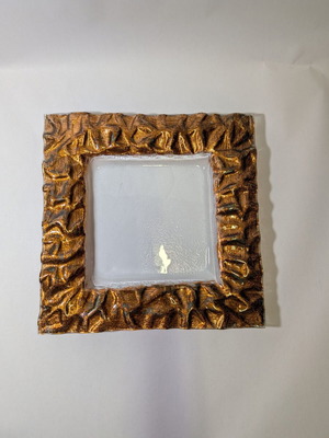 Декоративен стъклен поднос бронз 29,5x29,5см употребяван