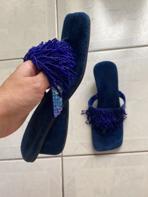 Blue sandals with beads like new, size 37-37.5
