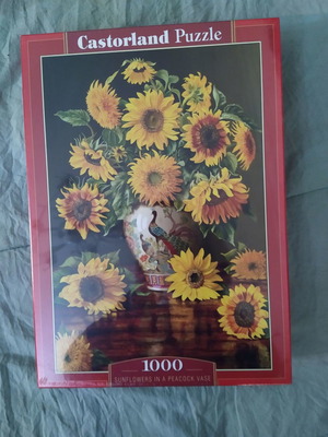 Puzzle 1000 κομματιών καινούργιο Sunflowers in a Peacock Vase Castorland