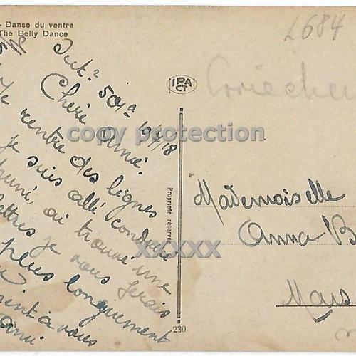 Thessaloniki Vintage Postcard 1918 Belly Dance Scene used