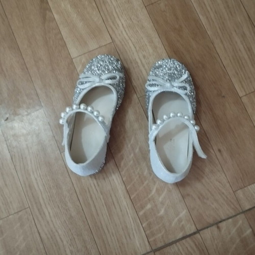Girls' Ballerina Shoes silver, like new, size 30