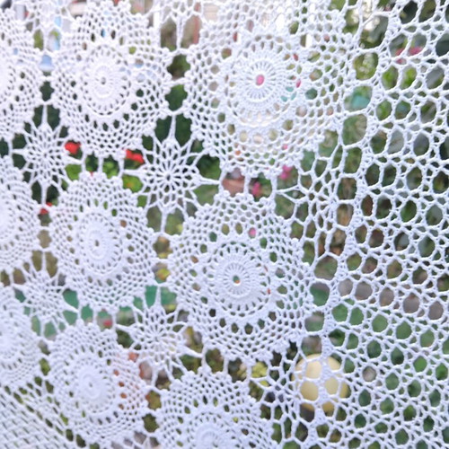 Handmade crochet tablecloth 180x130 cm, white cotton