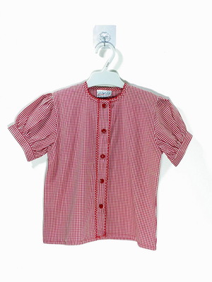 Cori bimbi short-sleeve shirt used, red and white Vichy, 12-18 months