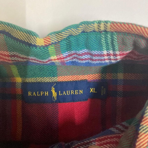 Ralph Lauren 90s flannel shirt XL, colorful block pattern, long sleeve