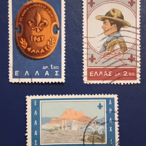Greek Stamps used, 1963 Jamboree edition set of 3