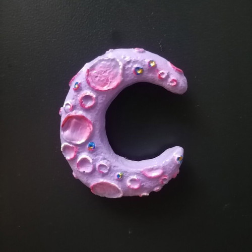 Handmade magnet from white cement with acrylic and varnish