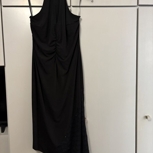 Black asymmetric dress medium like new, halter neck, evening wear