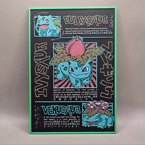 3d embossed image Pokemon Evolution of Bulbasaur new