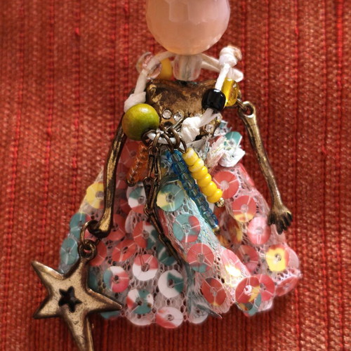 Handmade French Doll pendant necklace like new