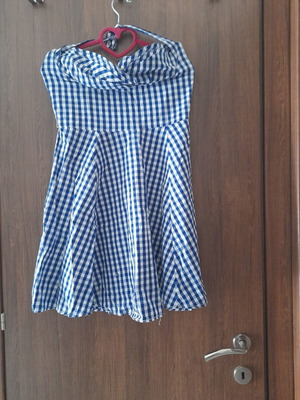 Blue and white checkered dress