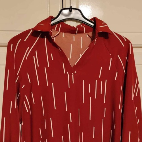Asymmetric brick red tunic shirt new one size