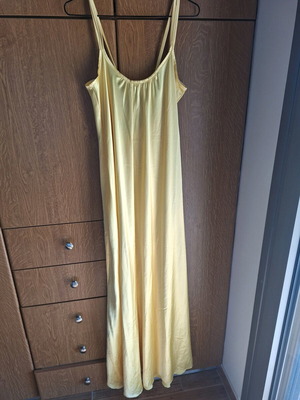 Long satin dress new yellow size S