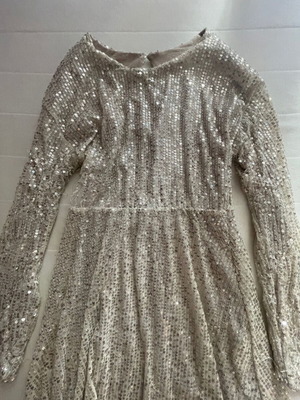 Girls' beige party dress used, Italian with cotton lining, size 8-9 years
