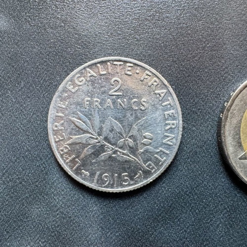 France 2 Franc 1915 silver coin used