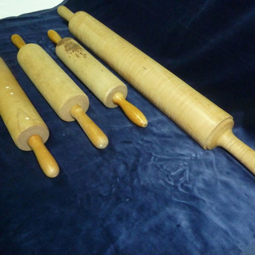 Wooden rolling pins used, set of 4, various sizes