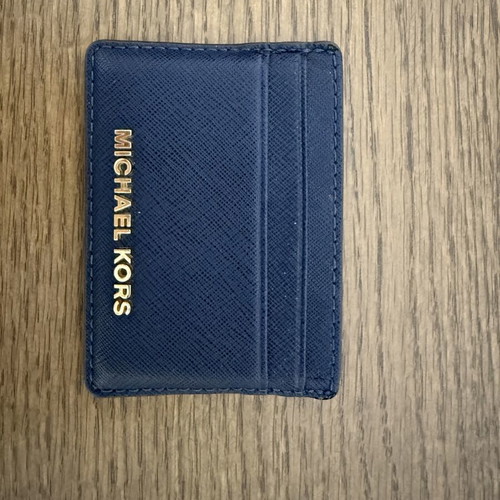 Michael Kors card holder navy blue used with gold