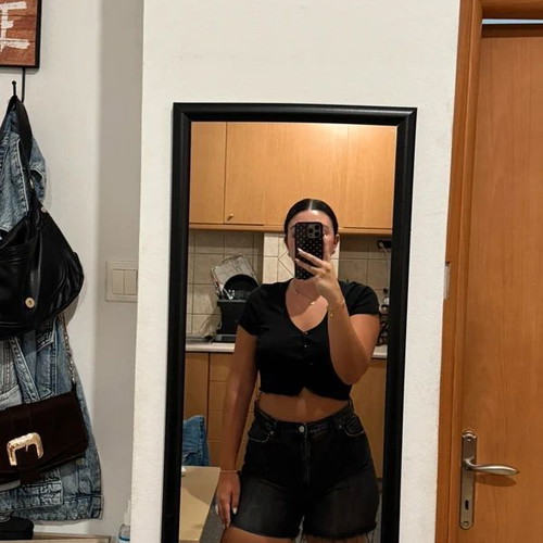 Pull & Bear high-waist denim shorts, black and grey, XL