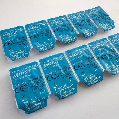 Ημερήσιοι φακοί επαφής Acuvue Moist 1-Day 5 ζευγάρια -1.75 μυωπίας καινούργιοι
