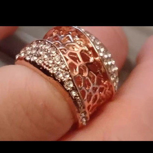 Diamond Wave Ring new, rose gold and white