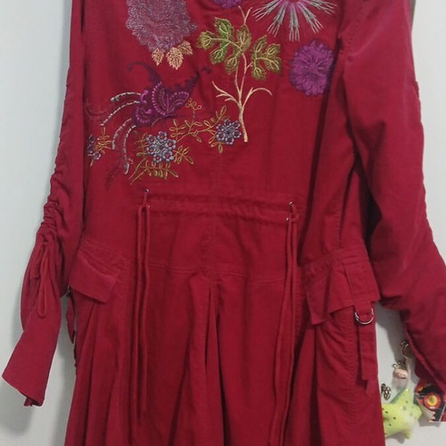 S.T. Martins Boho Gothic Coat like new, embroidered, corset style, burgundy