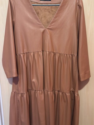 Zara dress camel leatherette with suede lining like new