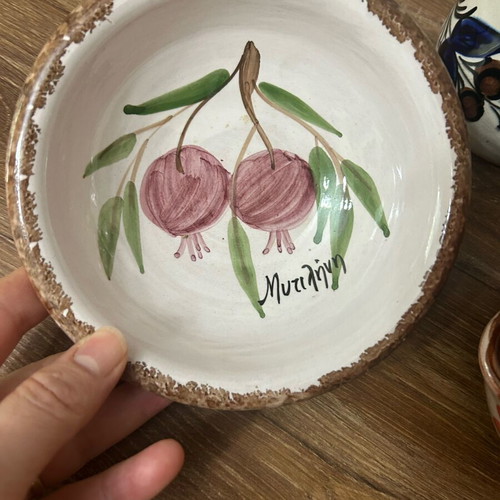 Set of 3 handmade vintage ceramics like new, handpainted