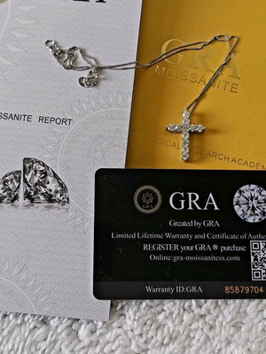 Silver 925 Filigree Cross with Diamonds new, with Moissanite