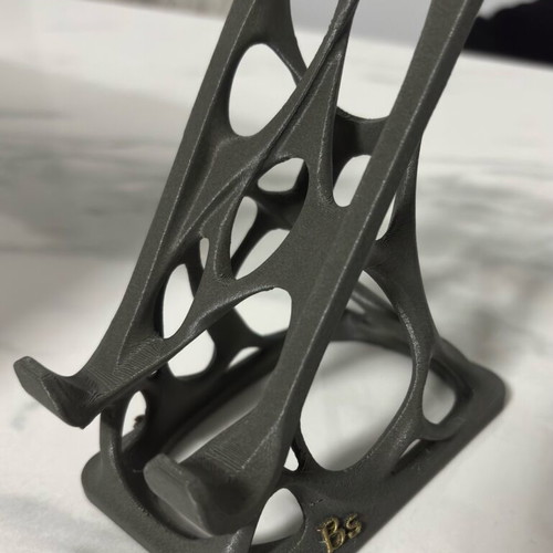 Mobile Phone Stand organic design in purple PLA or carbon