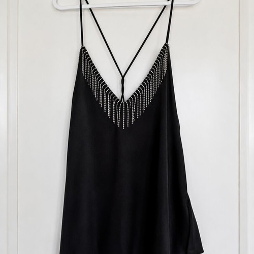 Zara black elegant top with stones, size S/M