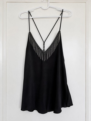 Zara black elegant top with stones, size S/M