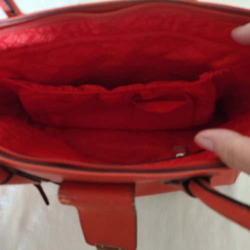 Folli Follie Ladies Handbag used, burnt orange with flower fastening