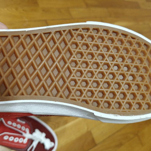 Vans sneakers size 40, red fabric with suede leather