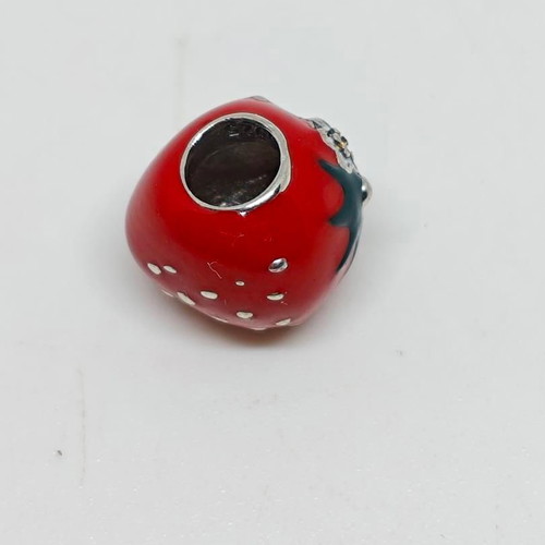 Silver Charm 925 Strawberry with Enamel and Zirconia like new