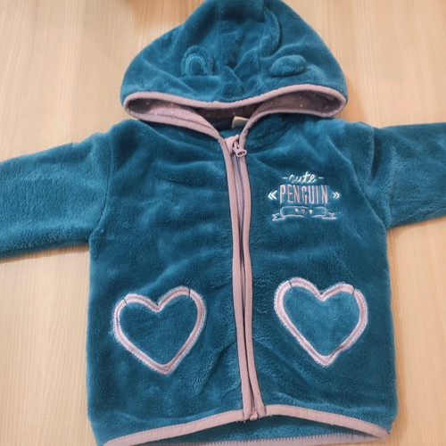 Children's cardigan used, blue, velvety texture, 3 years