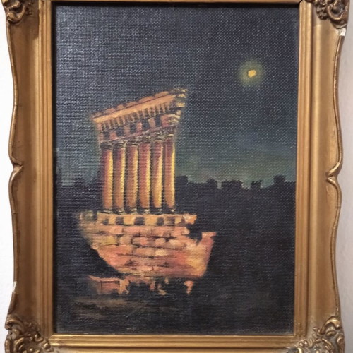 Oil painting used, height 28 cm, width 21 cm, with frame