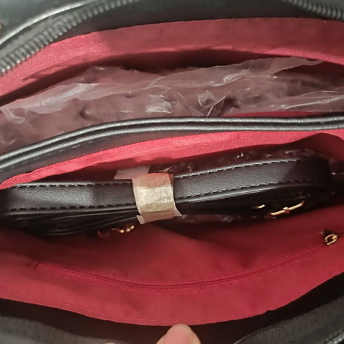 Τσάντα χειρός καινούργια, σκούρο γκρι και μαύρο με χρυσά στοιχεία