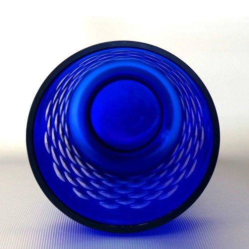 Cobalt blue vase used, VEB Derenburg Harz-Kristall, 31 cm