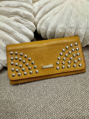 Burberry women's hand wallet used, mustard with studs