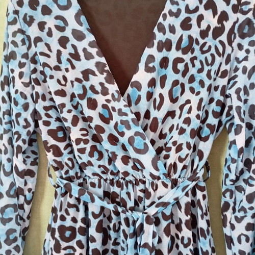 Dress new with tags, animal print, beige and blue, one size