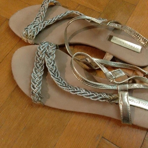 Sfera collection women's sandals No 40 used with gold details