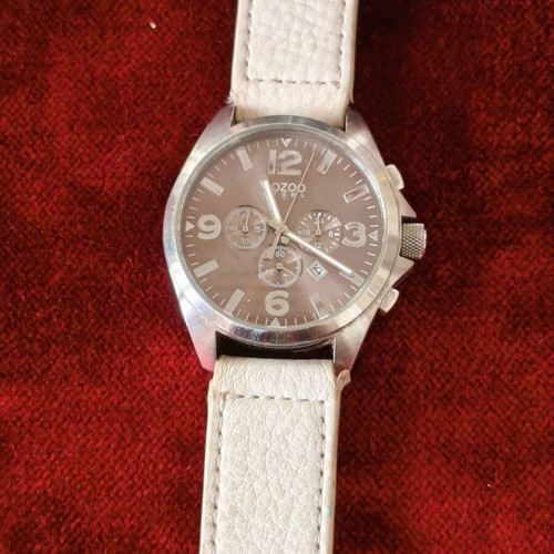 Oozoo Steel Oversized Chronograph 50 mm with Leather Strap used