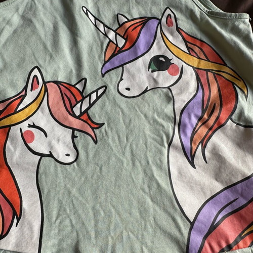 H&M summer dress with unicorn design like new, turquoise, size 2-4 years