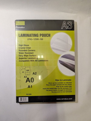 Laminating pouches A3 125 microns 100 pcs Cerratus new